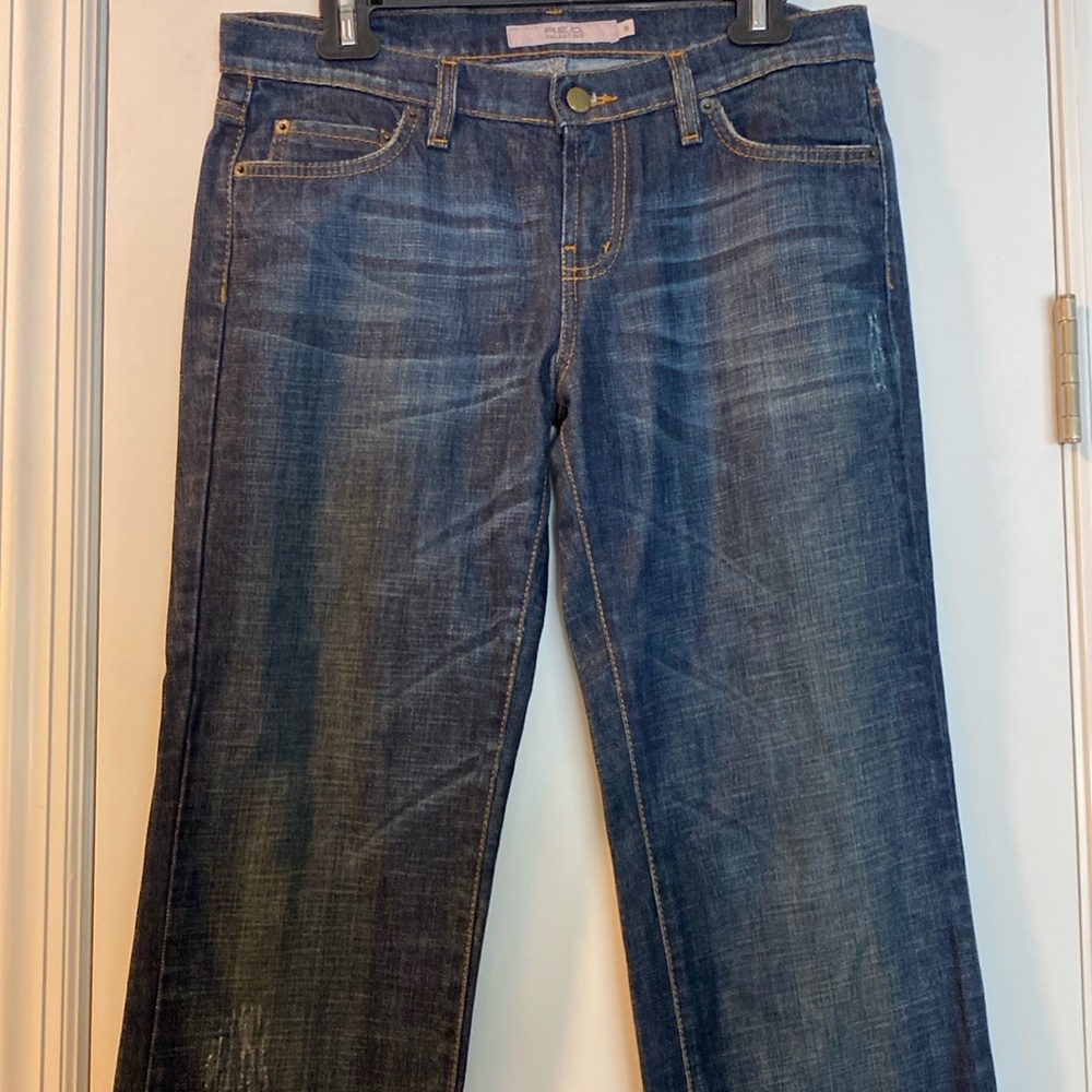 Red Valentino Crystal Encrusted V Logo Signature Jeans Never Used - Picture 7 of 16